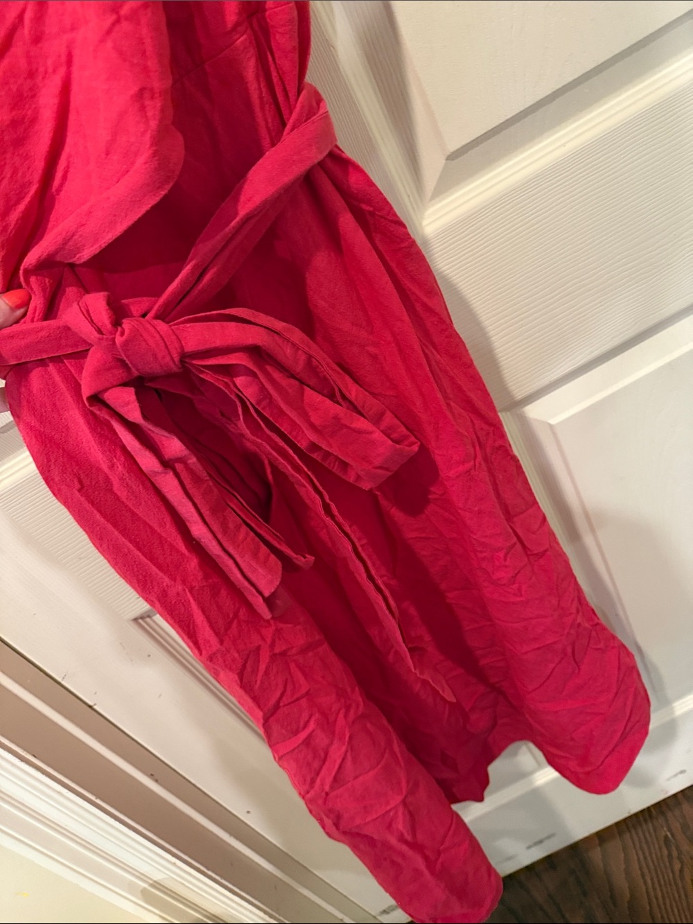 Boden linen blend pink wrap midi dress, size 10 - Picture 4 of 7
